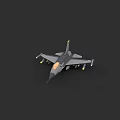 Modern Military Fighter Jet 3D Model With Gray Body And Yellow Accents