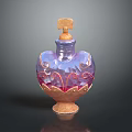 Heart Shaped Perfume Bottle With Purple Pink Gradient And Gold Ornate Patterns