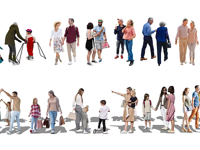 Group of Diverse People of All Ages Walking and Interacting Together 3d model