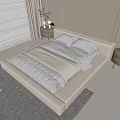 Minimalist Modern Double Bed with Beige Bedding Bedside Tables and Natural Light 3d model