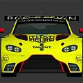 Yellow Racing Car With R C DESIGN And Racing Team Sponsor Logos Number 66