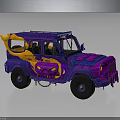 Purple and orange off road car with unique flame pattern and stylish exterior design