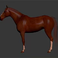 Red Horse Animal Painting in Standing Pose with Gray Gradient Background