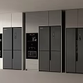 Modern Sleek Black Refrigerators Freezers In Built in Kitchen Cabinet Design