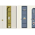 Modern Wardrobe Design With Yellow And Gray Open Shelves Rabbit Decor And Dot Pattern 3d model