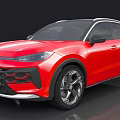 Red Modern Sporty SUV With Sleek Exterior And Black Alloy Wheels