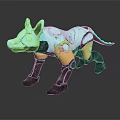Turquoise Wolf Like Animal Toy With Golden And Black Mechanical Parts Design