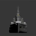 Classic Military Warship Naval Vessel With Main Turrets And Upper Deck Structure