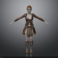 3D Female Character Model With Red Hair Leather Armor And Boots