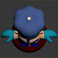 Cartoon Chef Character Wearing Blue Uniform Hat With Green Eyes Standing On Red Base