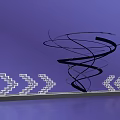 Abstract Design With Purple Background Black Spiral Lines And White Arrow Patterns