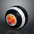 Soccer Ball Black and White Design with Orange Hexagonal Panels High Quality Sports Equipment