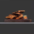 Crispy Fried Pastries on Red Wooden Tray with Delicious Crunchy Delight