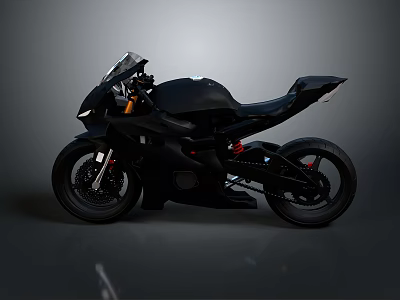 Sleek Black Sport Motorcycle With Modern Aerodynamic Design And Glossy Finish 3d model