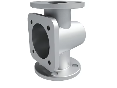 Industrial Stainless Steel Three Way Flange Pipe Fitting With Symmetrical Design 3d model
