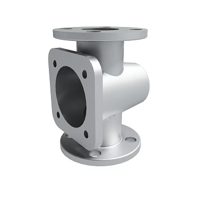 Industrial Stainless Steel Three Way Flange Pipe Fitting With Symmetrical Design 3d model