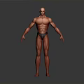 Muscular Man 3D Model with Well Defined Physique in Standing Pose