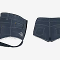 Dark Blue Denim Shorts With Distressed Design And Functional Pockets