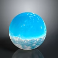 Modern Home Furniture Decorative Sphere With Blue Cloud Pattern And Glossy Finish