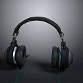 Black Over Ear Headphones With Blue Lighting And Mesh Design Modern Sleek Audio Electronic Device