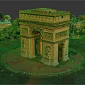 Arc de Triomphe In Cityscape With Historic Buildings 3d model