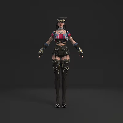 Modern Woman Punk Girl 3d model