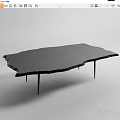 Modern Minimalist Dining Table With Wooden Top Irregular Edge And Slim Black Legs 3d model