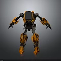 Orange Black Mechanical Weapon Robot Featuring Transparent Head And Armored Limb Design 3d model