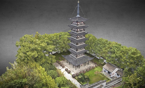 Chinese-style Ancient Building Longevity Pagoda Building House Scanning Building Scanning House Garden Tower 3d model