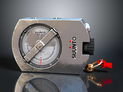 Suunto Durable Metal Compass with Clear Dial and Red Lanyard for Outdoor Use 3d model