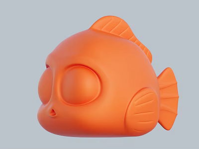 Cute Orange Fish Shaped Doll With Big Eyes 3d model