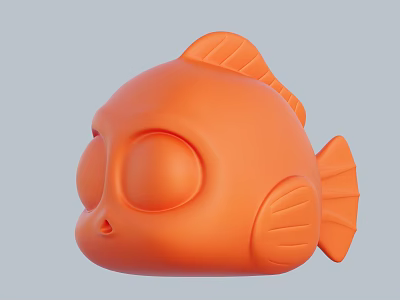 Cute Orange Fish Shaped Doll With Big Eyes 3d model Cute Orange Fish Shaped Doll With Big Eyes 3d model