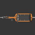 Orange Tricycle with Unique Frame Design Dual Seats on Dark Background with Reflective Surface