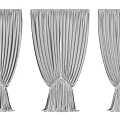 Light Gray Pleated Curtains in Three Different Styles with Tied Details and Drapery Fabric