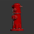 Red Fire Hydrant With Chain Connections And Metallic Base Structure