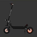 Stylish Modern Electric Scooter With Black Body Red Handlebars And Red Wheels