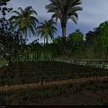 Beautiful Garden Landscape With Arranged Plant Beds And Various Green Trees