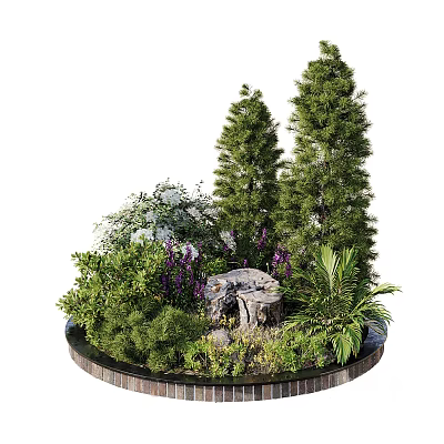 Modern flower bed garden plant pile sketch 3d model