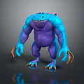 Fierce Blue And Purple Game Movie Character 3D Model With Muscular Body And Orange Claws