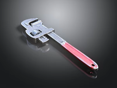 Modern Lighting Combination With Silver Structure Red Handle And Black Reflective Background 3d model