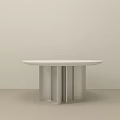 Modern Round Coffee Table With White Top And Multi Column Base Design 3d model