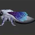 Fantasy Moth Game Movie Character With White Blue Purple Glowing Transparent Wings