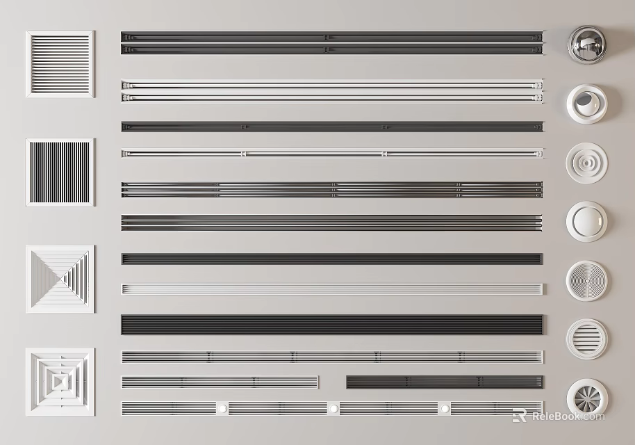 Sleek Modern Air Conditioner Vents With Various Shapes Designs And Colors 3d model 