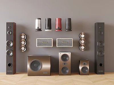 Modern Home Audio Speakers Collection Featuring Multiple Sizes And Stylish Designs 3d model