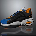 Modern Stylish Sports Shoes With Black Blue Orange Color And Thick Sole Design