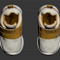 White And Yellow Baby Shoes With Mesh Upper Velcro Straps And 100% Logo