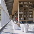 Modern Book Art Interior Design With Bookshelves White Chairs And Natural Light