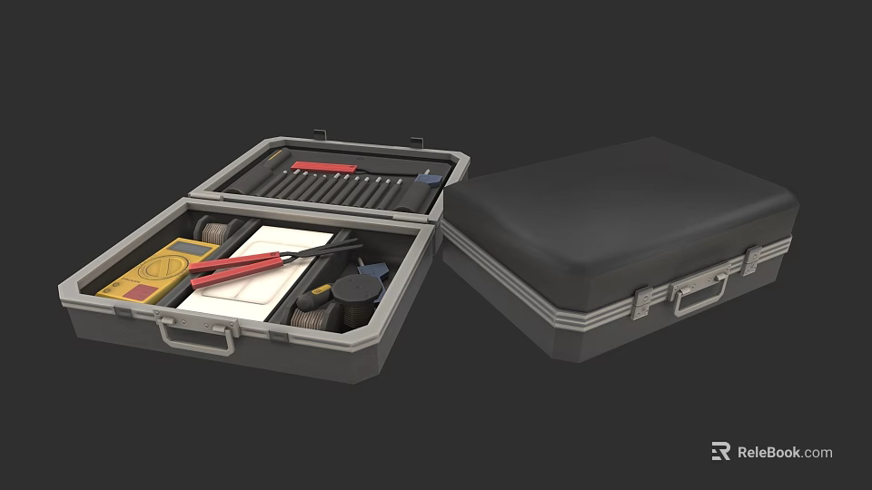 Complete Hardware Tools Set in Sturdy Toolbox with Organized Storage Compartments 3d model