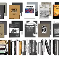 Various Books and Magazines with Art Design City Themes and Stacked