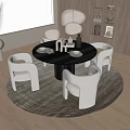Elegant Modern Dining Room With Round Table White Chairs Pendant Light And Area Rug
